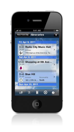 Itineraries screenshot