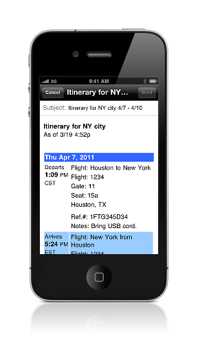 Click for larger image Email
itinerary screenshot